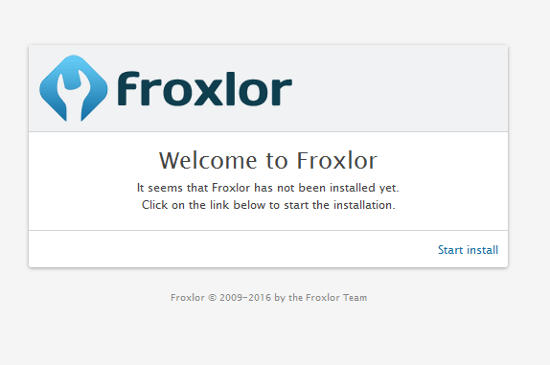 Inicio instalación de Froxlor