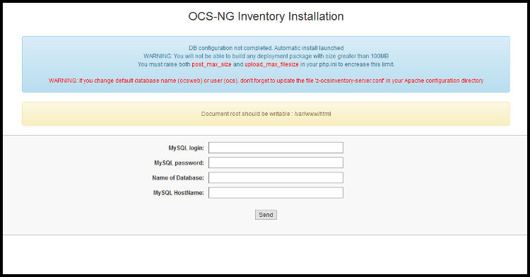 Configuración base de datos OCS Inventory