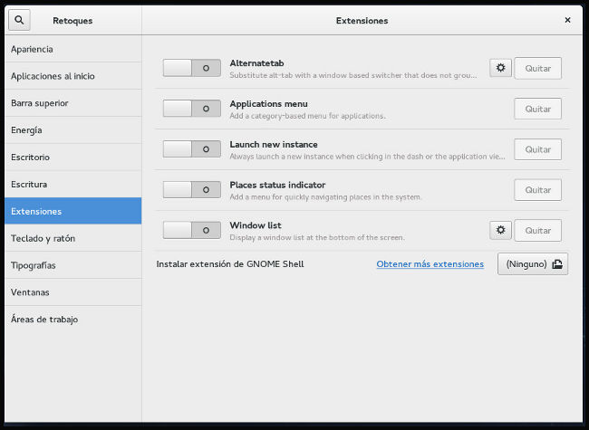 Extensiones de Gnome 3 en Mageia