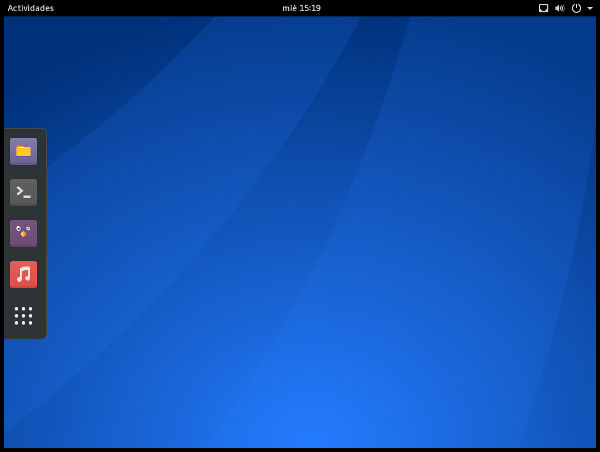 Aspecto escritorio GNOME en Antergos