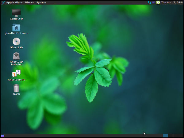 Escritorio MATE en versión LIVE de GhostBSD