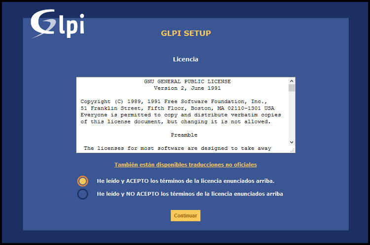 Aceptación licencia GNU GPL