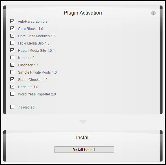 Selección de plugins para Habari