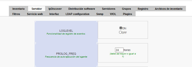 Configuración loglevel