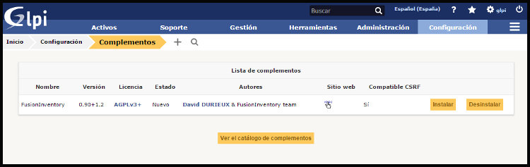 Instalación complemento Fusioninventory
