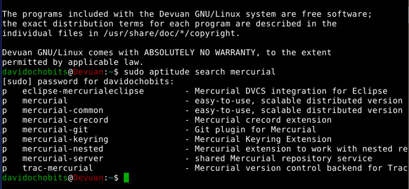 Resultado búsqueda Mercurial con aptitude