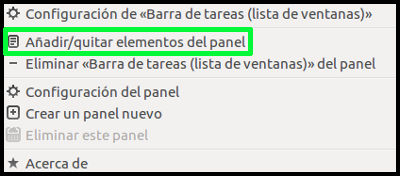 Selección añadir elementos al panel