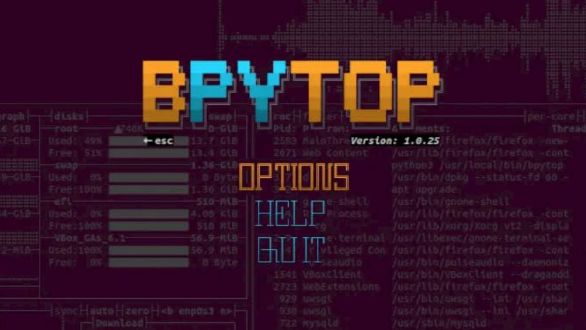 Monitor de recursos con Bpytop en Linux - ochobitshacenunbyte